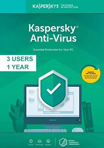 Kaspersky Anti-Virus 2019 (3 Users, 1 Year)
